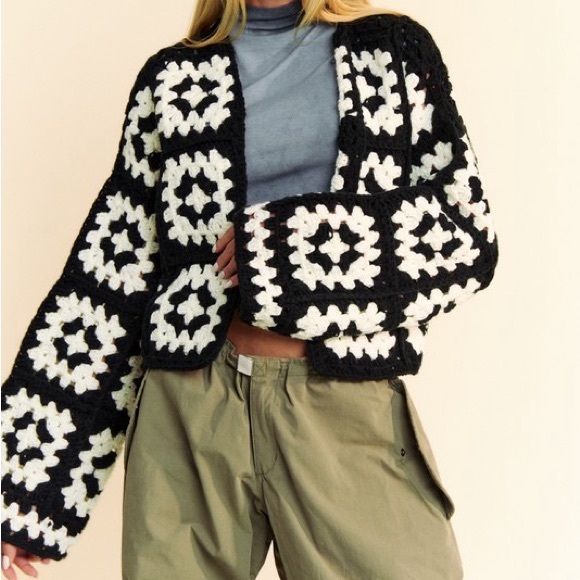 Crochet Open Front Cardigan - Picture 1 of 5